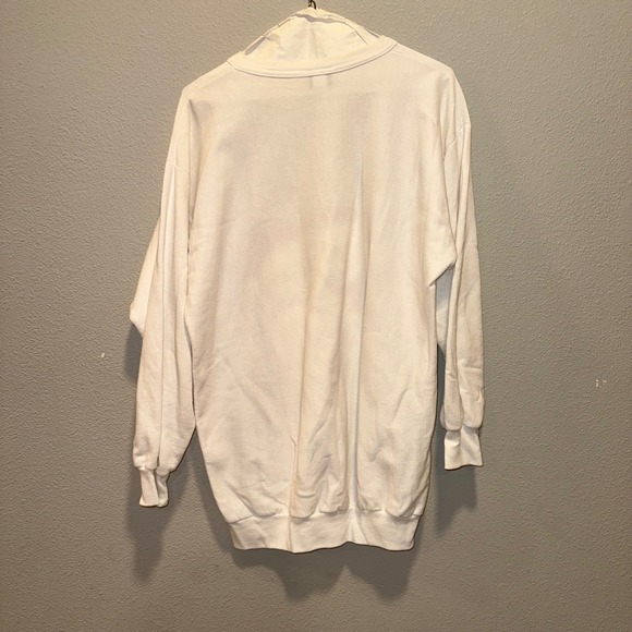 Apples Vintage Christmas Teddy Bears Sweatshirt Women's White L. Sleeve Cozy Top - Picture 3 of 7